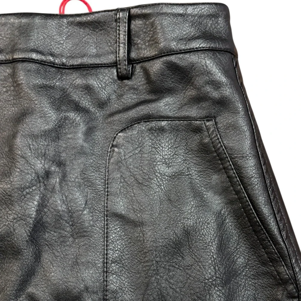 RAGA Faux Leather Mini Skirt Pockets Black Party Club‎ Sexy Medium NWT